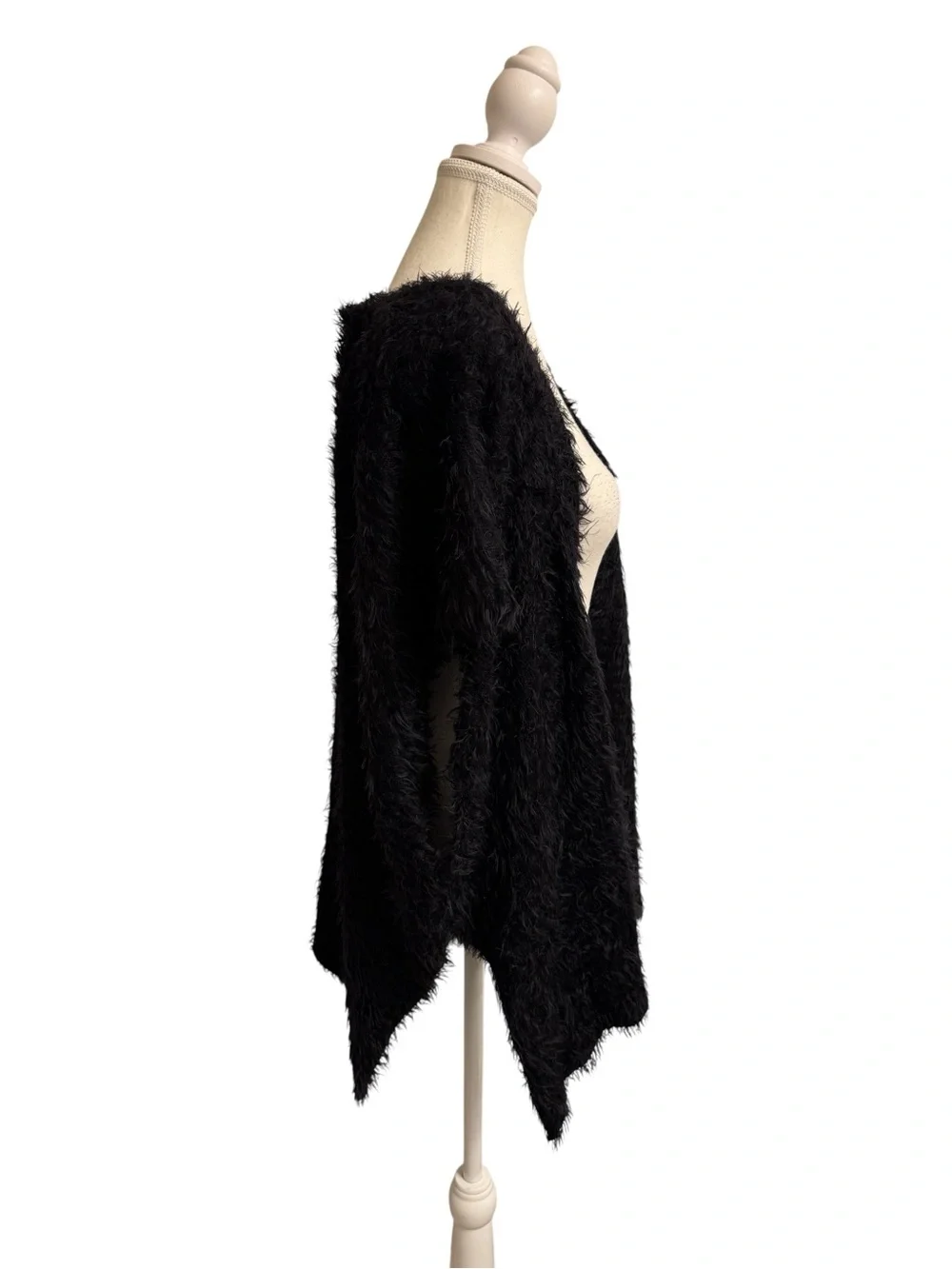 Chico’s Black Eyelash Knit Cardigan Wrap L/XL Cozy Quiet Luxury Layering